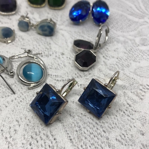 𝅺Bundle lot 9 classy elegant earrings bejeweled faux gemstone look post dangle. - Picture 3 of 7